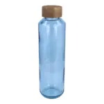 InSideOut Gerecyclede glazen Waterfles ReuuZ met houten dop 650 ml, transparant / lichtblauw