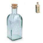InSideOut Vierkante Gerecycled glas Waterfles ReuuZ met kurkstop 500ml - Hidalgo InSideOut Vierkante Gerecycled glas Waterfles ReuuZ met kurkstop 500ml