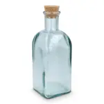 InSideOut Vierkante Gerecycled glas Waterfles ReuuZ met kurkstop 500ml, transparant