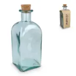 InSideOut Vierkante Gerecycled glas Waterfles ReuuZ met kurkstop 1L - Hidalgo InSideOut Vierkante Gerecycled glas Waterfles ReuuZ met kurkstop 1L