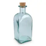 InSideOut Vierkante Gerecycled glas Waterfles ReuuZ met kurkstop 1L, transparant