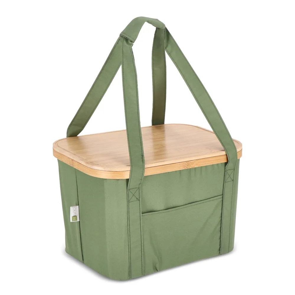 InSideOut Opvouwbare koel mand Sogne 38 x 26 x 25cm rPET olijfgroen - Hidalgo-werbeartikel InSideOut Opvouwbare (koel) mand Sogne 38 x 26 x 25cm rPET, olijfgroen