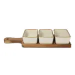 InSideOut houten serveerplank met 3 keramische schaaltjes — productfoto 2