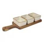 InSideOut houten serveerplank met 3 keramische schaaltjes — productfoto 3