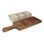 InSideOut houten serveerplank met 3 keramische schaaltjes — productfoto 4