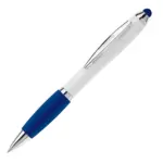 Balpen Hawaï stylus hardcolour wit donkerblauw - Hidalgo-werbeartikel Balpen Hawaï stylus hardcolour, wit / donkerblauw