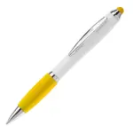 Balpen Hawaï stylus hardcolour wit geel - Hidalgo-werbeartikel Balpen Hawaï stylus hardcolour, wit / geel