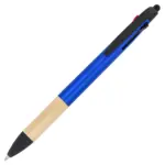 3-kleuren pen met bamboe grip, blauw