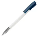 Balpen Nash metalen tip hardcolour, wit / donkerblauw