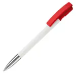 Balpen Nash metalen tip hardcolour, wit / rood