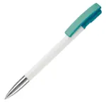 Balpen Nash metalen tip hardcolour, wit / turquoise