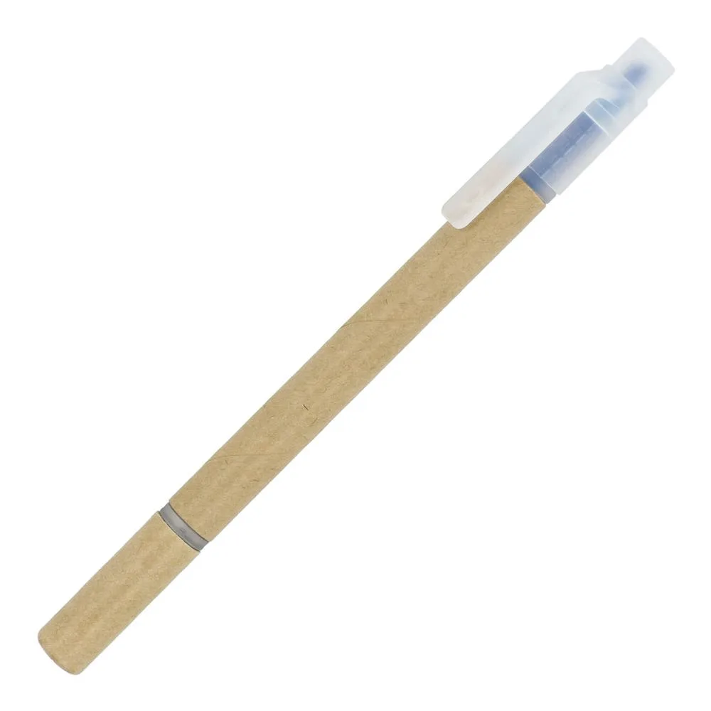 Papieren tekstmarker balpen blauw - Hidalgo-werbeartikel Papieren tekstmarker balpen, blauw
