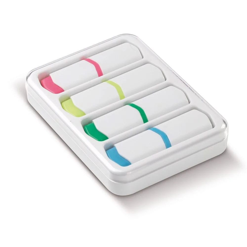 Mini tekstmarkers set van 4 wit - Hidalgo-werbeartikel Mini tekstmarkers set van 4, wit