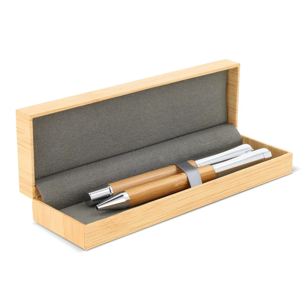 Balpen en rollerbal set bamboe hout - Hidalgo Balpen en rollerbal set bamboe, hout