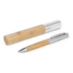 Metalen balpen bamboe in koker — productfoto 2