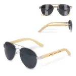 Aviator zonnebril met bamboe poten - Hidalgo-werbeartikel Aviator zonnebril met bamboe poten