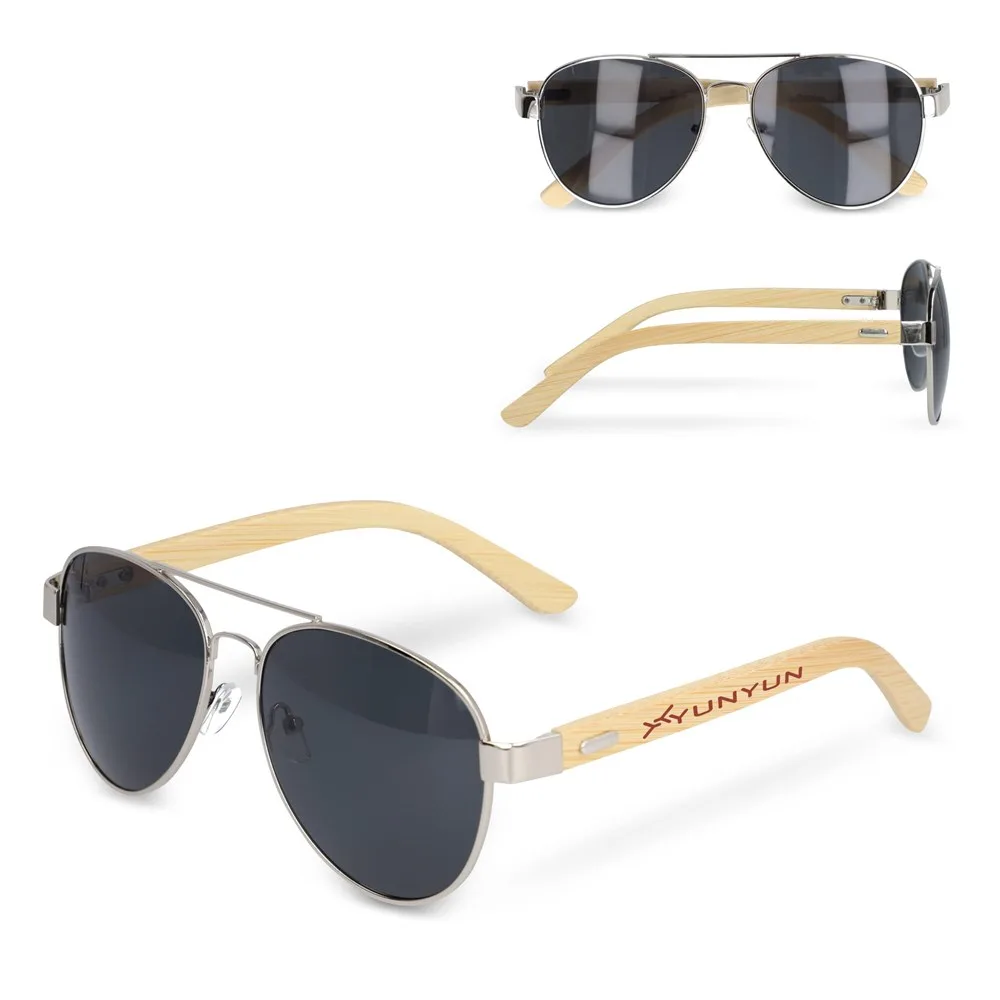 Aviator zonnebril met bamboe poten