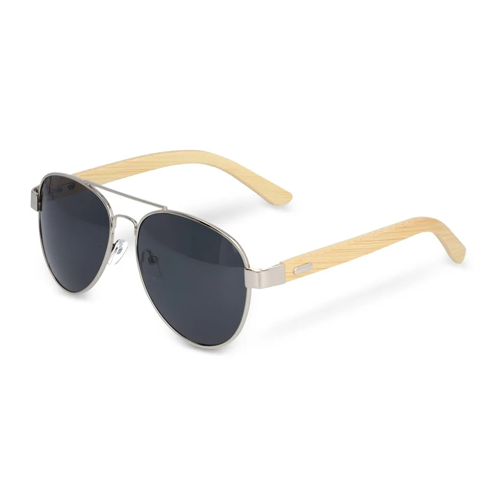 Aviator zonnebril met bamboe poten productfoto 2 - Hidalgo-werbeartikel Aviator zonnebril met bamboe poten — productfoto 2