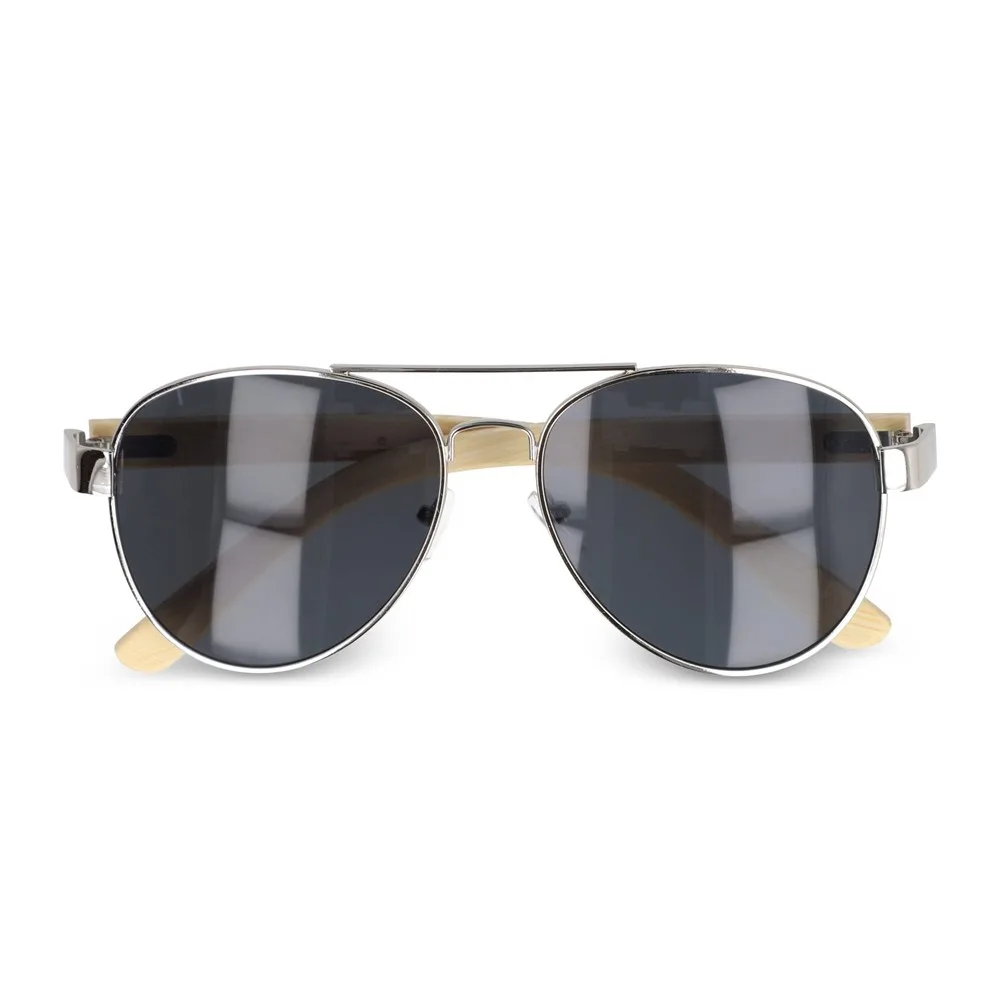 Aviator zonnebril met bamboe poten productfoto 3 - Hidalgo-werbeartikel Aviator zonnebril met bamboe poten — productfoto 3