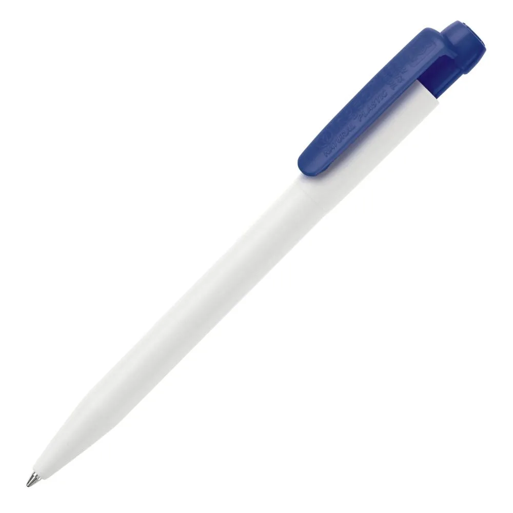 Balpen Ingeo TM Pen hardcolour wit donkerblauw - Hidalgo-werbeartikel Balpen Ingeo TM Pen hardcolour, wit / donkerblauw