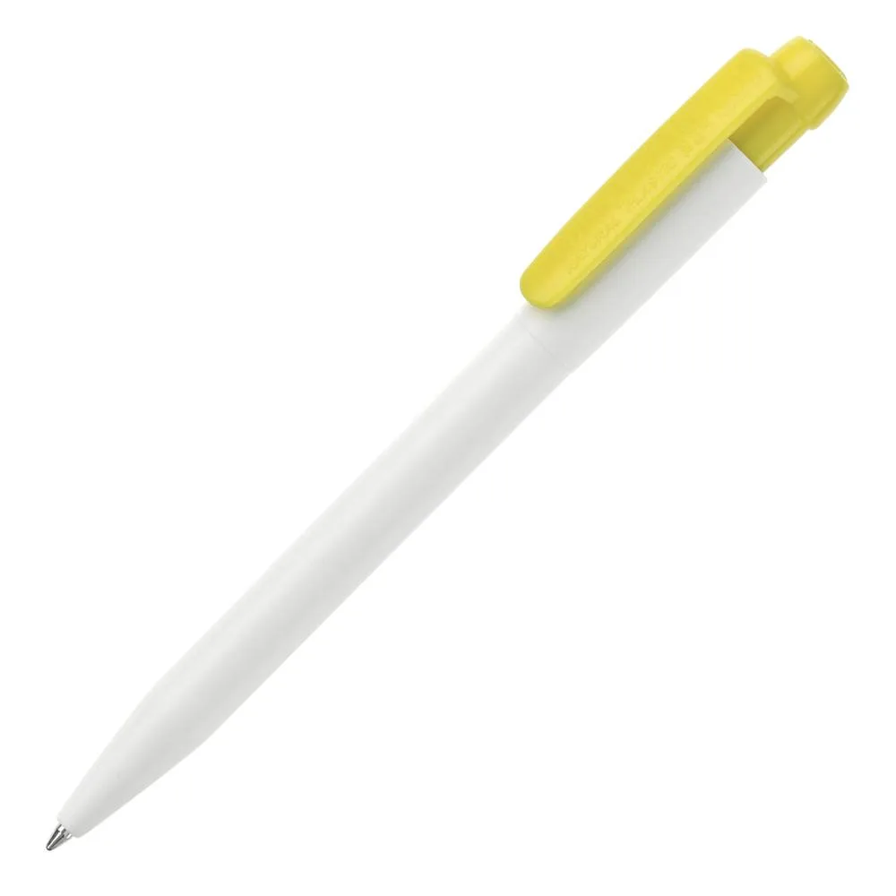 Balpen Ingeo TM Pen hardcolour wit geel - Hidalgo-werbeartikel Balpen Ingeo TM Pen hardcolour, wit / geel