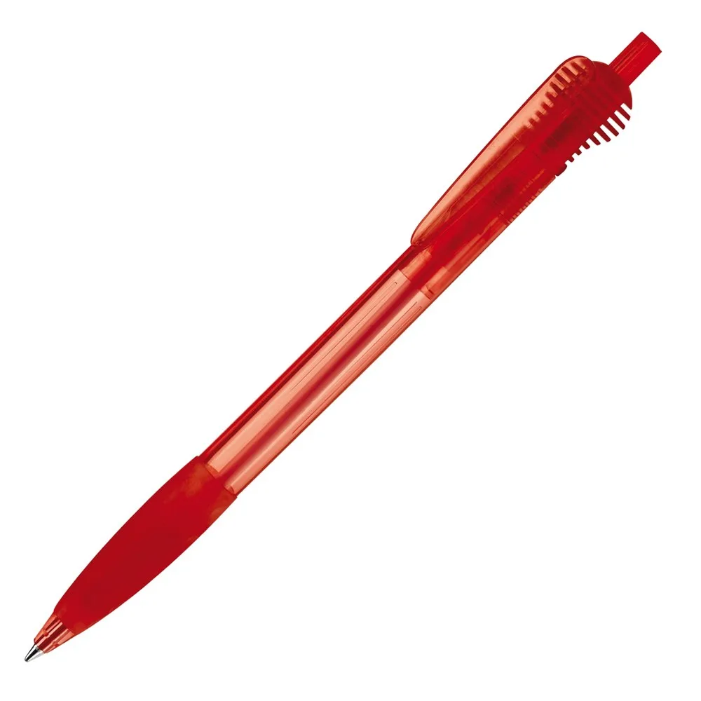 Balpen Cosmo grip transparant, transparant rood