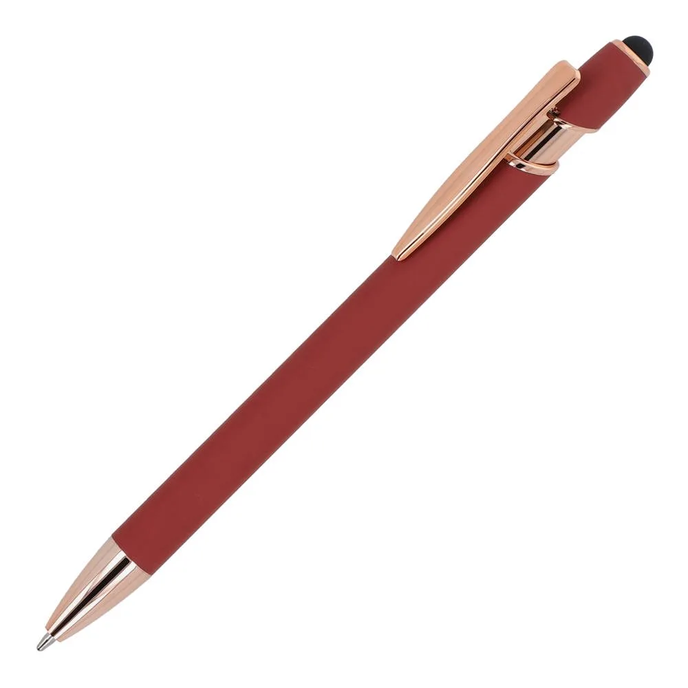 Balpen Paris Luxe Metaal rubberised donker rood - Hidalgo-werbeartikel Balpen Paris Luxe Metaal rubberised, donker rood