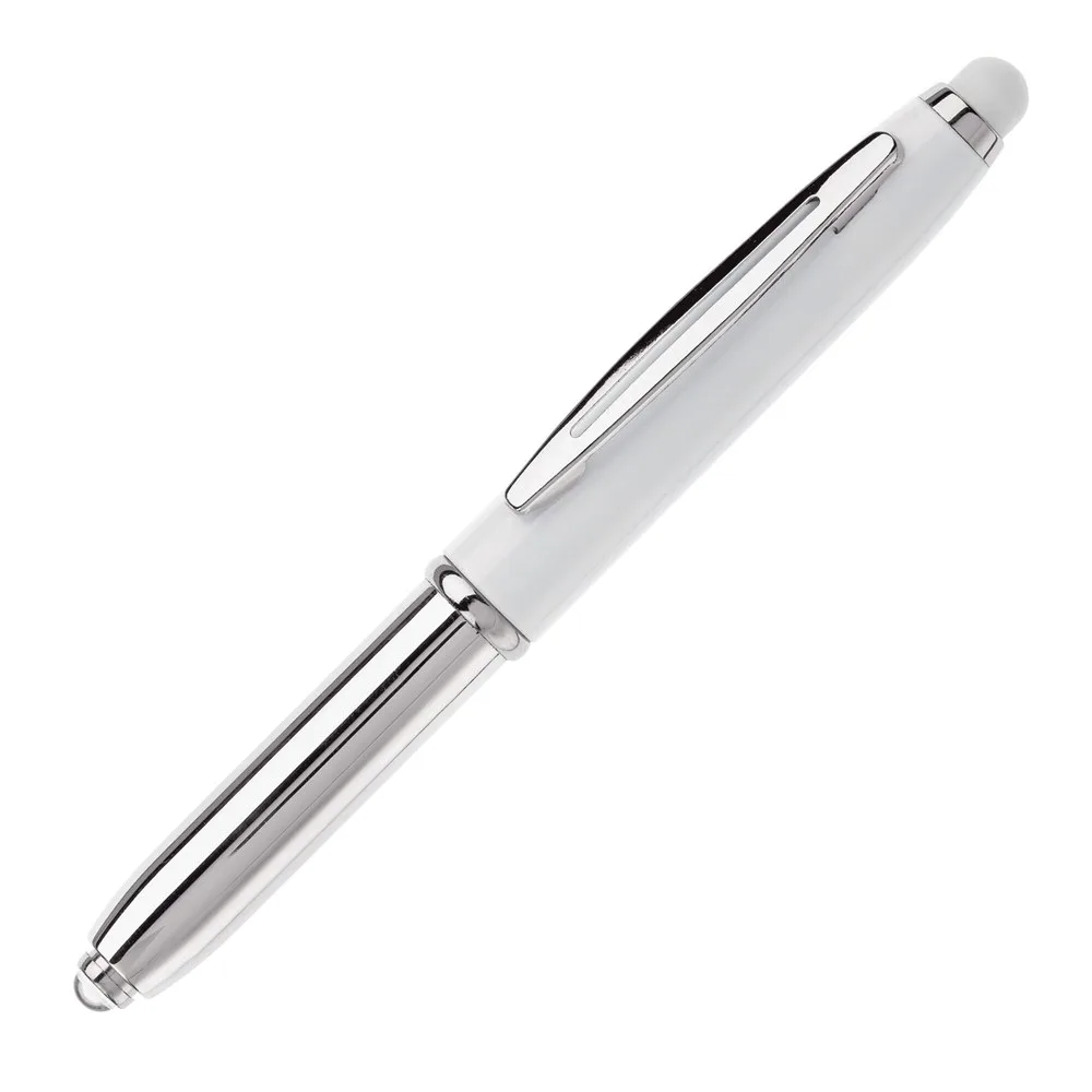 Balpen Shine stylus metaal wit - Hidalgo-werbeartikel Balpen Shine stylus metaal, wit