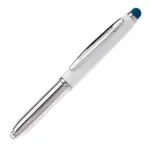 Balpen Shine stylus metaal wit donkerblauw - Hidalgo-werbeartikel Balpen Shine stylus metaal, wit / donkerblauw