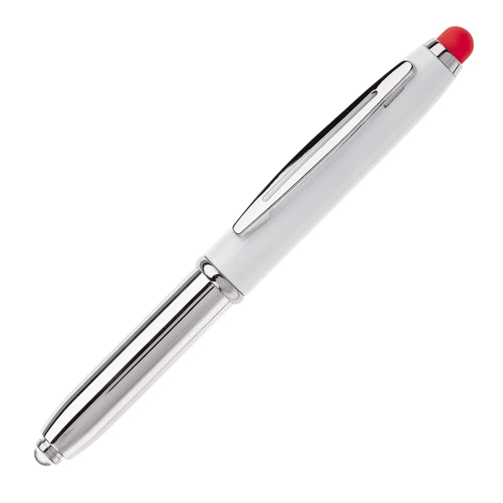 Balpen Shine stylus metaal wit rood - Hidalgo-werbeartikel Balpen Shine stylus metaal, wit / rood