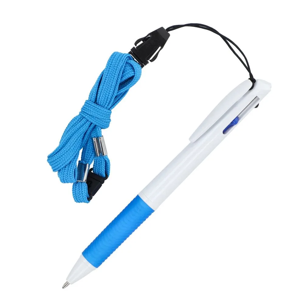 3-kleuren met met grip en keycord wit blauw - Hidalgo-werbeartikel 3-kleuren met met grip en keycord, wit / blauw