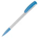 Balpen Deniro hardcolour, wit / lichtblauw