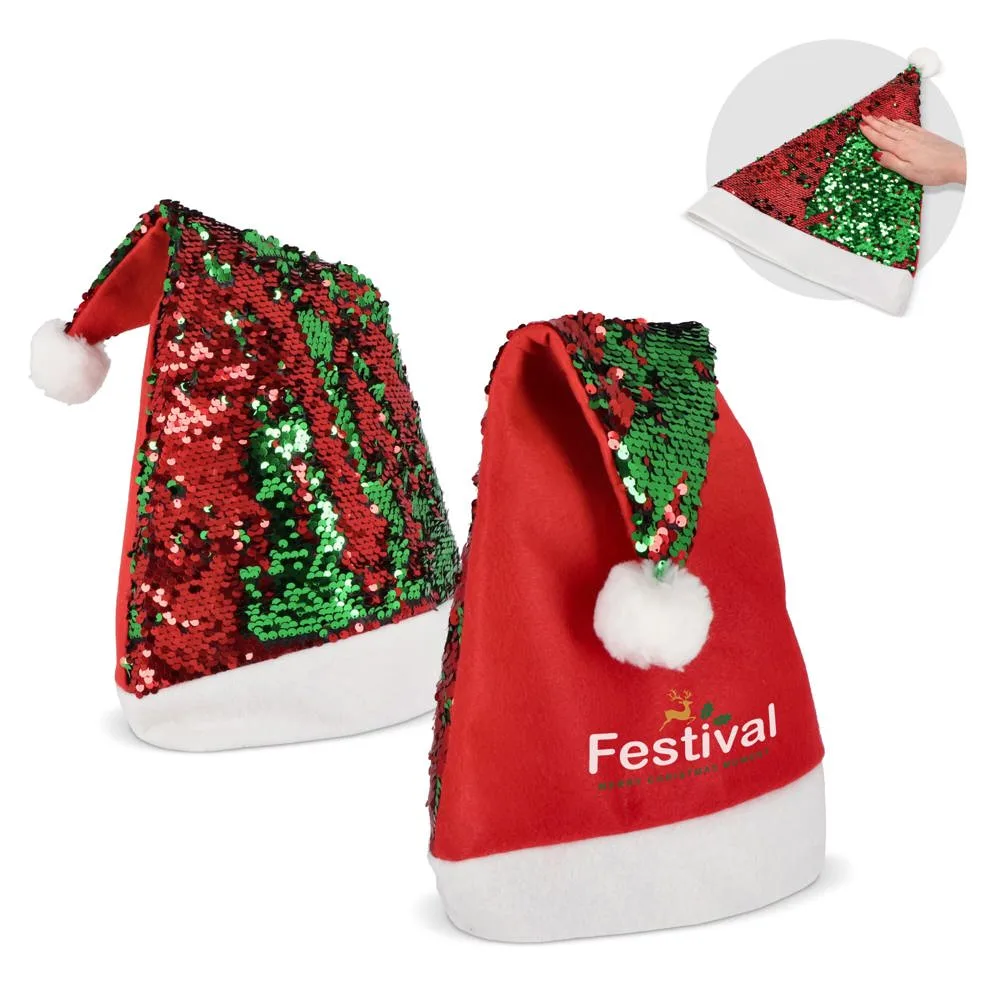Tweekleurige pailletten kerstmuts