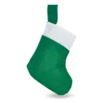 Vilten kerstsok 20 cm, wit / groen