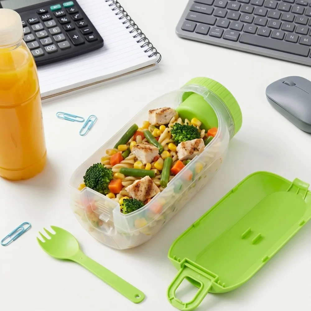 Alles-in-één Lunchkom met Sausvakje en Lepel-Vork productfoto 11 - Bidons & Shakers Alles-in-één Lunchkom met Sausvakje en Lepel-Vork — productfoto 11