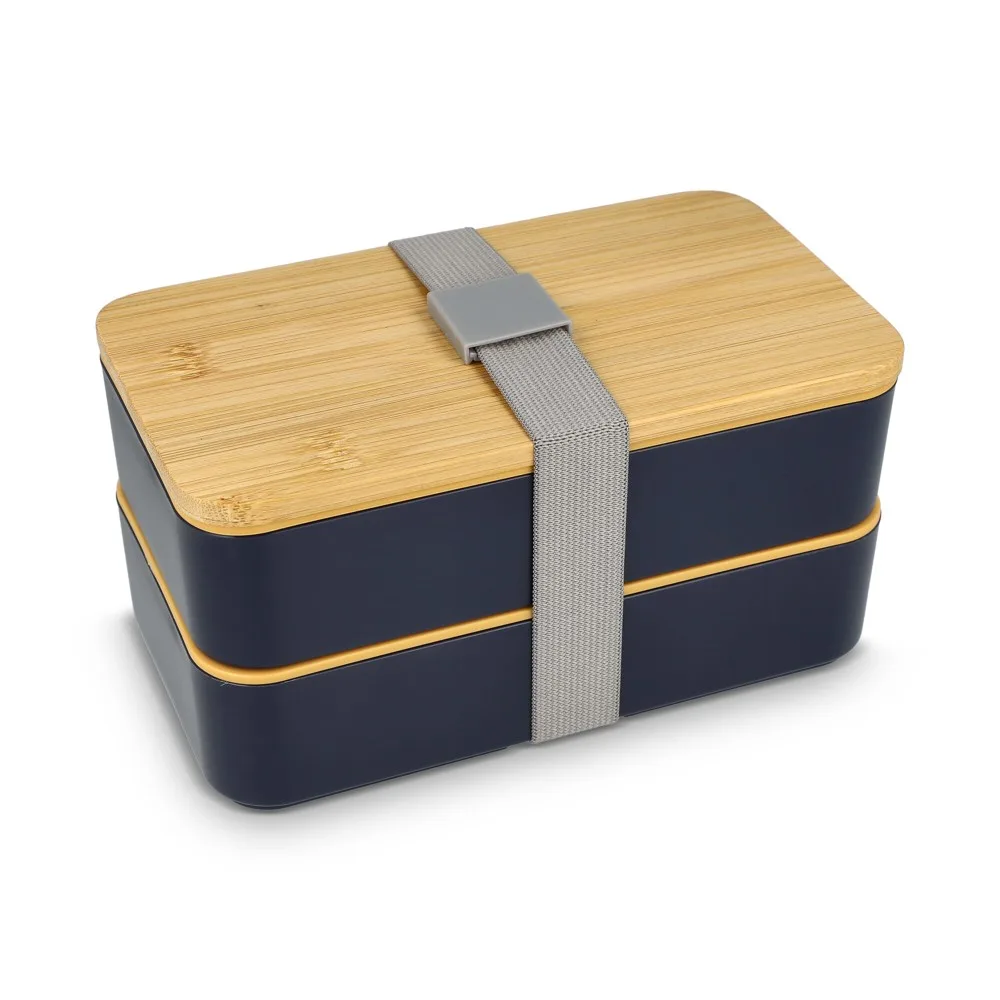 Lunchbox Bento R-PP Bamboe donkerblauw - Bidons & Shakers Lunchbox Bento R-PP & Bamboe, donkerblauw