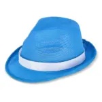 Polyester hoed met band, blauw