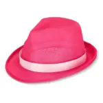 Polyester hoed met band, fluor assorti / paars