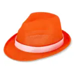 Polyester hoed met band, oranje