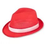 Polyester hoed met band, rood