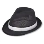 Polyester hoed met band, zwart