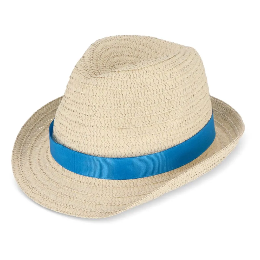 Strohoed met gekleurde band blauw - Hidalgo Strohoed met gekleurde band, blauw