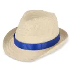 Strohoed met gekleurde band donkerblauw - Hidalgo Strohoed met gekleurde band, donkerblauw