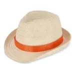 Strohoed met gekleurde band oranje - Hidalgo Strohoed met gekleurde band, oranje