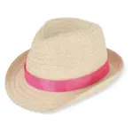 Strohoed met gekleurde band, roze