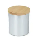 Bhakti plantaardige geurkaars in gerecycled aluminium potje, zilver