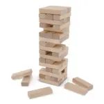 Houten toren spel in katoenen etui, hout