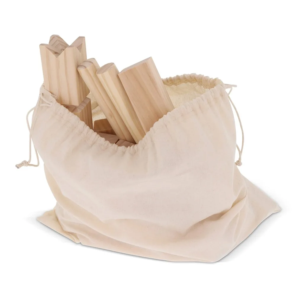 Houten Kubbspel in katoenen pouch productfoto 2 - Hidalgo Houten Kubbspel in katoenen pouch — productfoto 2