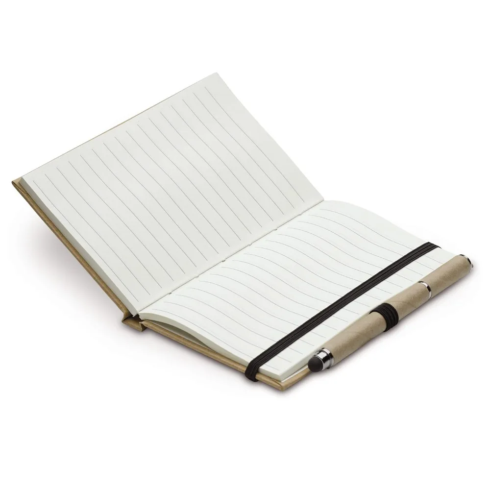 Notitieboek karton A6 + balpen stylus productfoto 2 - Hidalgo Notitieboek karton A6 + balpen stylus — productfoto 2