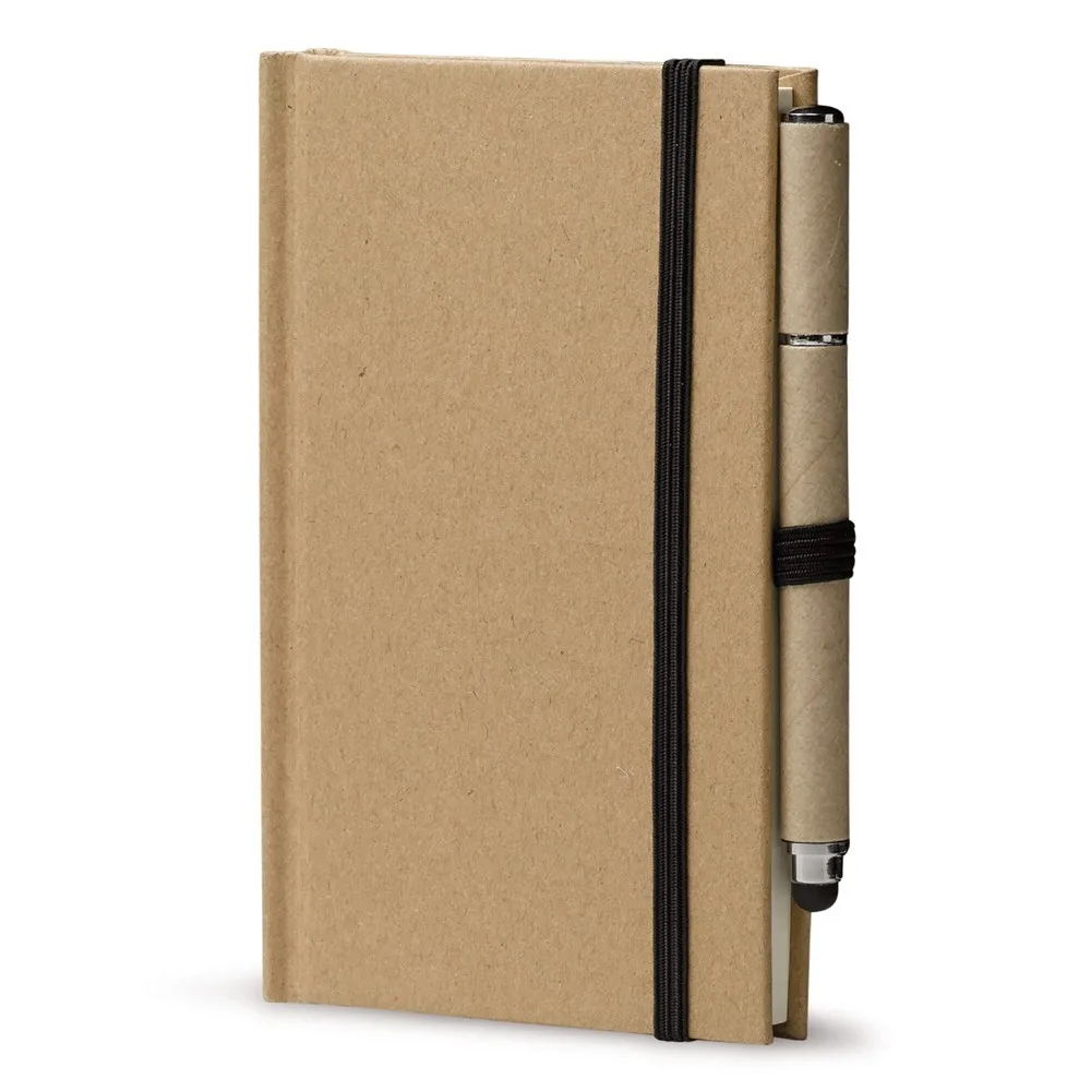 Notitieboek karton A6 + balpen stylus bruin - Hidalgo Notitieboek karton A6 + balpen stylus, bruin